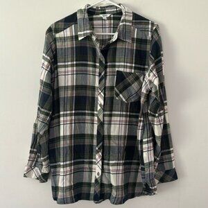 Sonoma Goods for Life Women’s Plaid Button Up Long Sleeve Top Shirt XL